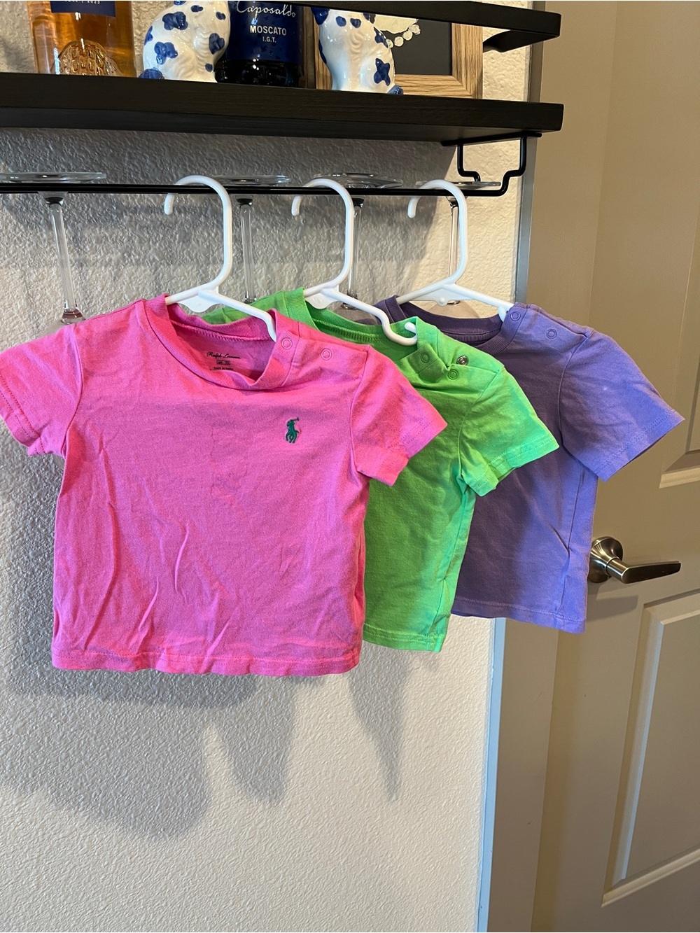 Ralph Lauren Short Sleeve Baby Tee Set in Pink, Green & Purple
